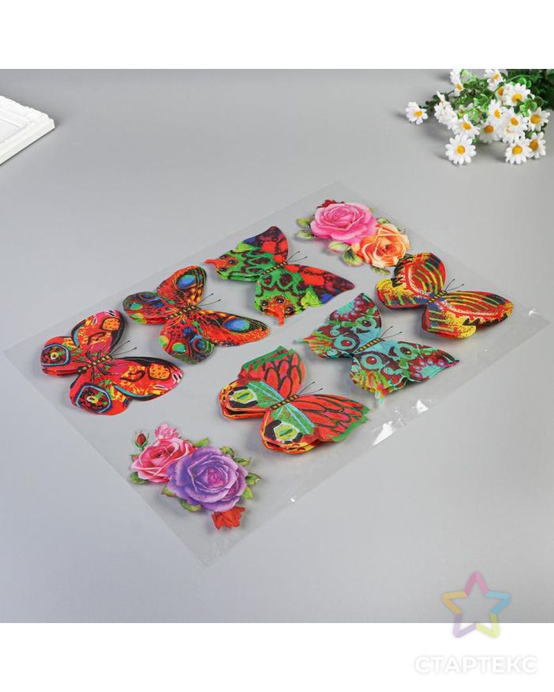 Наклейка пластик 6D "Цветы и бабочки" МИКС 60х35 см арт. СМЛ-203853-1-СМЛ0002329172 2