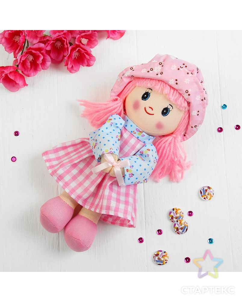 Мягкая кукла «Девочка», панамка в горошек, цвета МИКС арт. СМЛ-47233-1-СМЛ0002337020 2