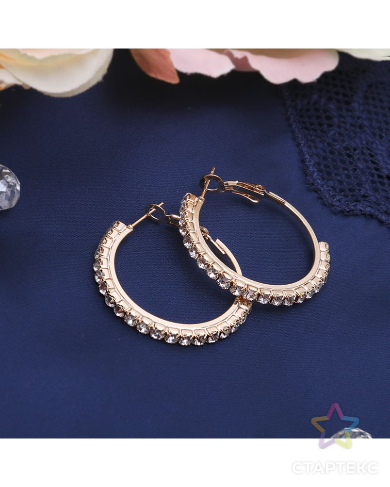 Заказать Серьги-кольца Princess дорожка малая, цвет белый в золоте, d=3 см арт. СМЛ-20347-1-СМЛ2346673 в Новосибирске
