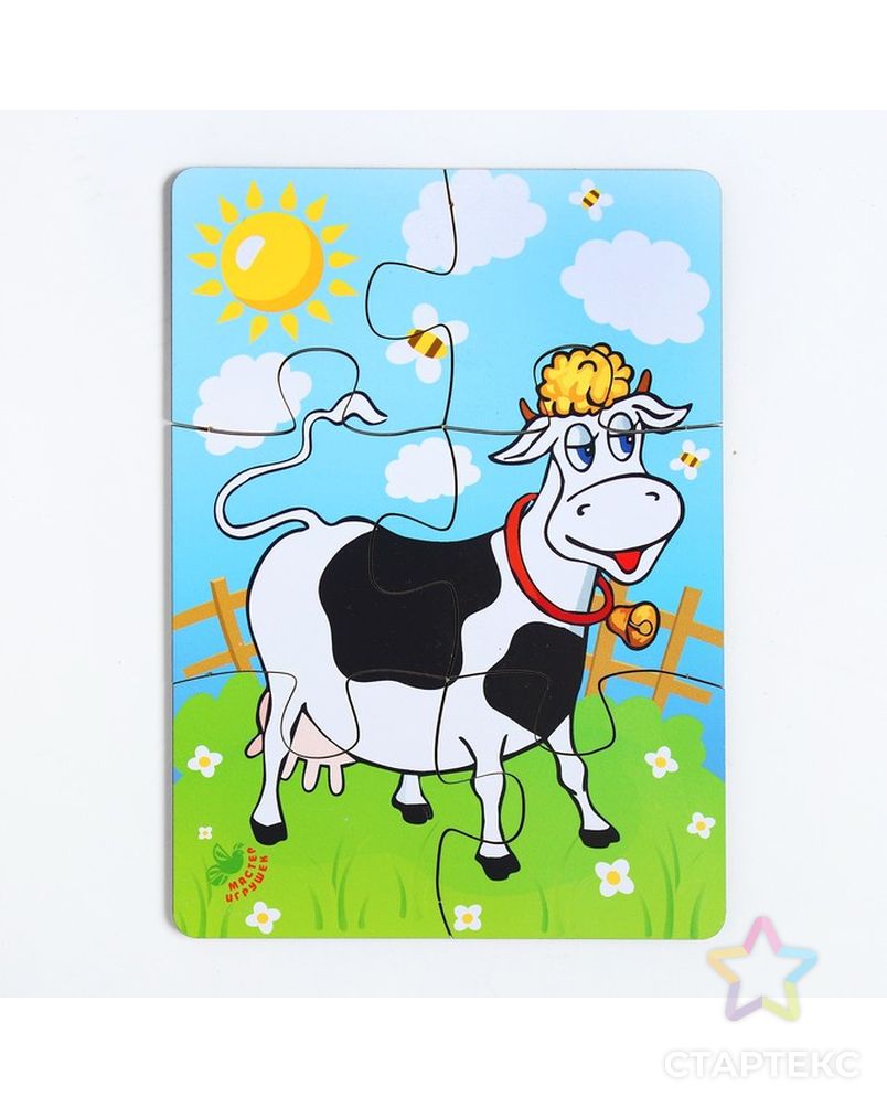 Пазл «Корова на лугу», 6 элементов, размер детали: 5 × 4,6 см арт. СМЛ-46264-1-СМЛ0002348454 1