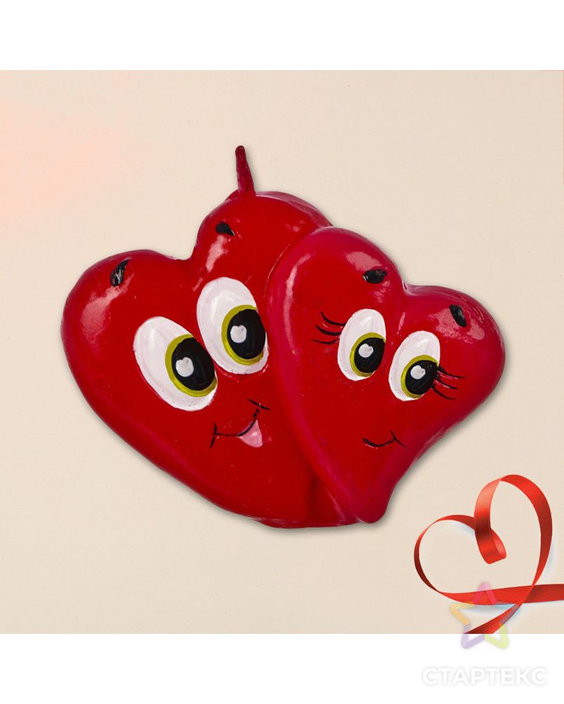 Свеча формовая «Два сердечка», 5 см арт. СМЛ-111351-1-СМЛ0002355564
