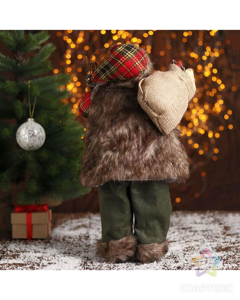 Дед Мороз, в пушистой жилетке, с веточками арт. СМЛ-47628-1-СМЛ0002357067 3