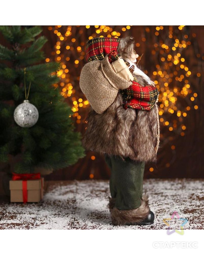 Дед Мороз, в пушистой жилетке, с веточками арт. СМЛ-47628-1-СМЛ0002357067 4