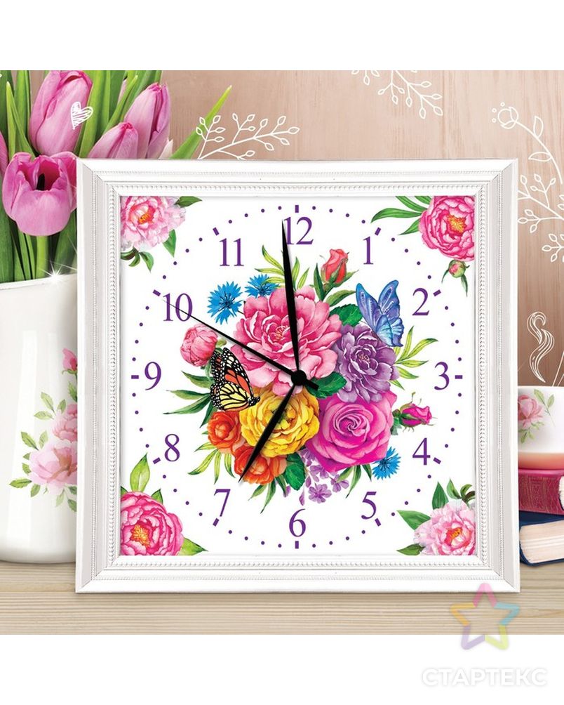 Роспись часов по номерам "Цветы", 30 х 30 см арт. СМЛ-4480-1-СМЛ2364796 1