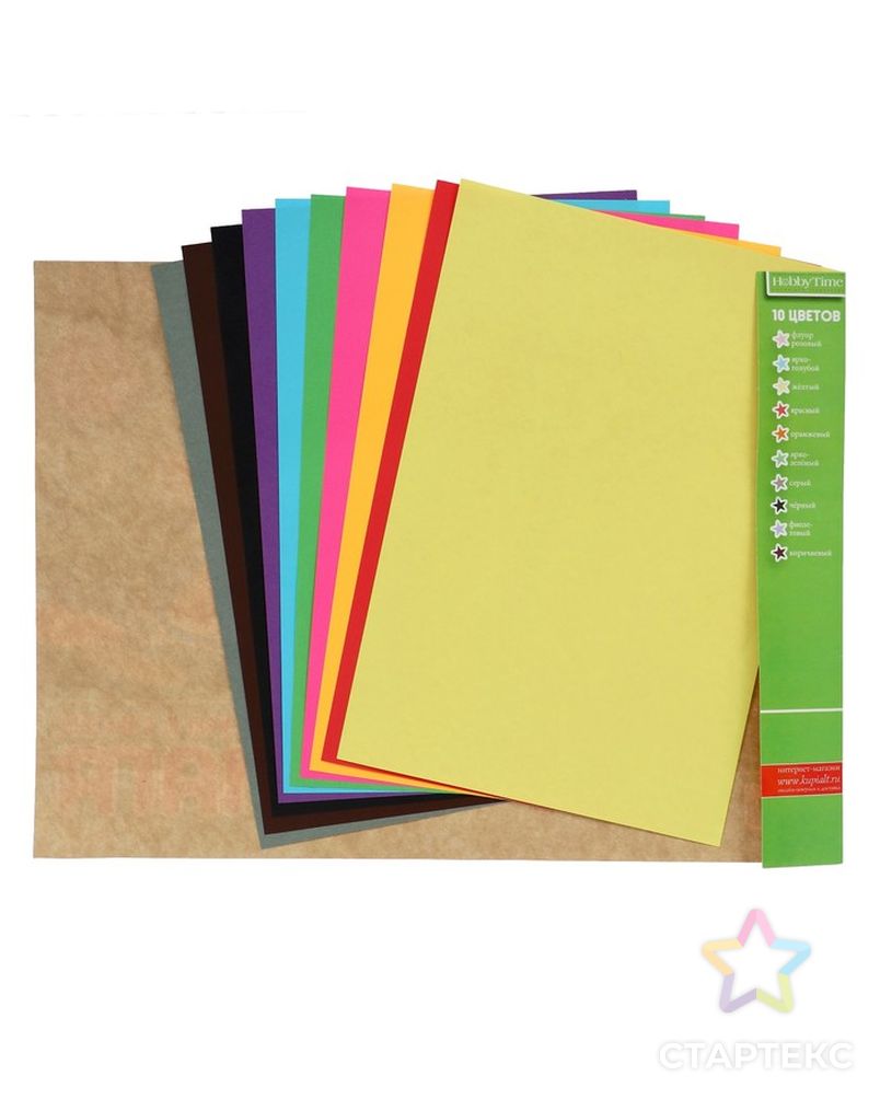 Бумага цветная двухсторонняя А4, 10 листов, 10 цветов «Альт. Hobby time», тонированная, МИКС арт. СМЛ-217388-1-СМЛ0002365101 2
