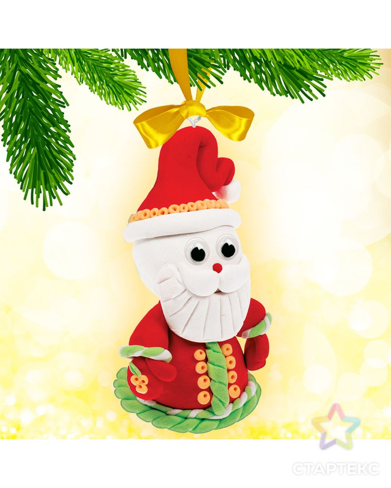 Новогодняя игрушка, набор для создания из массы для лепки "Дед Мороз"+глазки, стека арт. СМЛ-84816-1-СМЛ0002366505 4