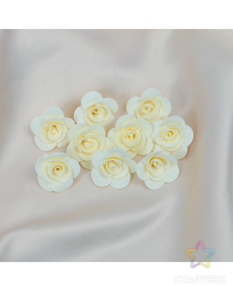 Набор цветов для  декора "Роза", из фоамирана, D= 3 см, 10 шт, бежевый арт. СМЛ-4537-1-СМЛ2375135 1
