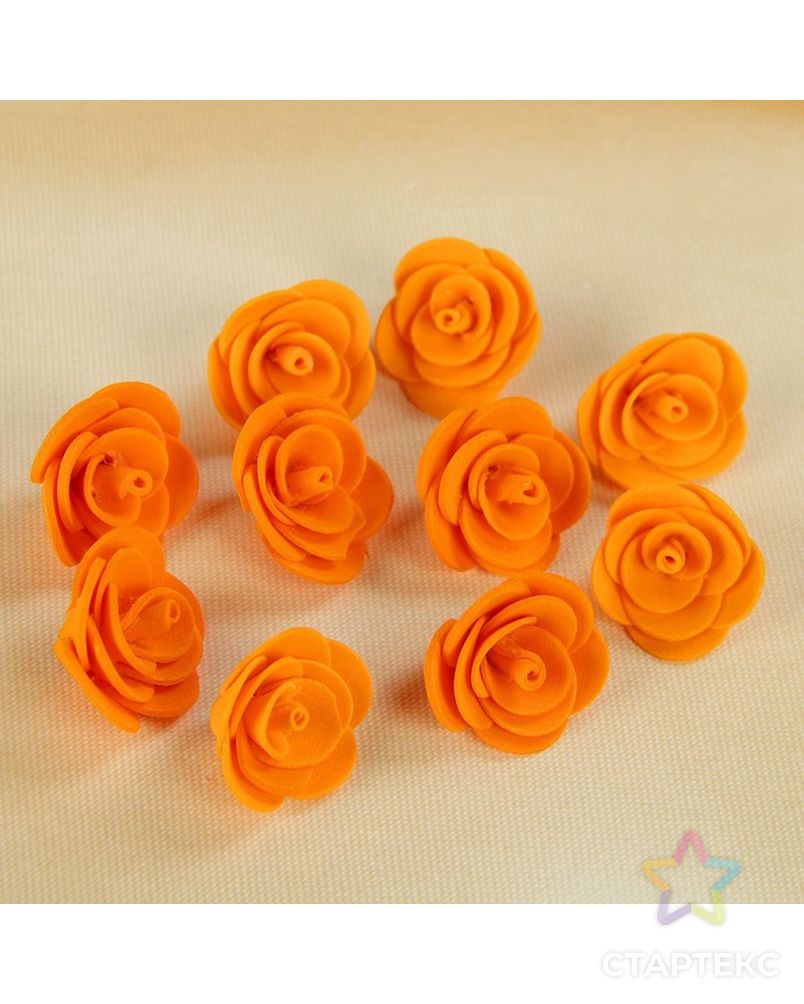 Набор цветов для  декора "Роза", из фоамирана, D= 3 см, 10 шт, оранжевый арт. СМЛ-4540-1-СМЛ2375138 1