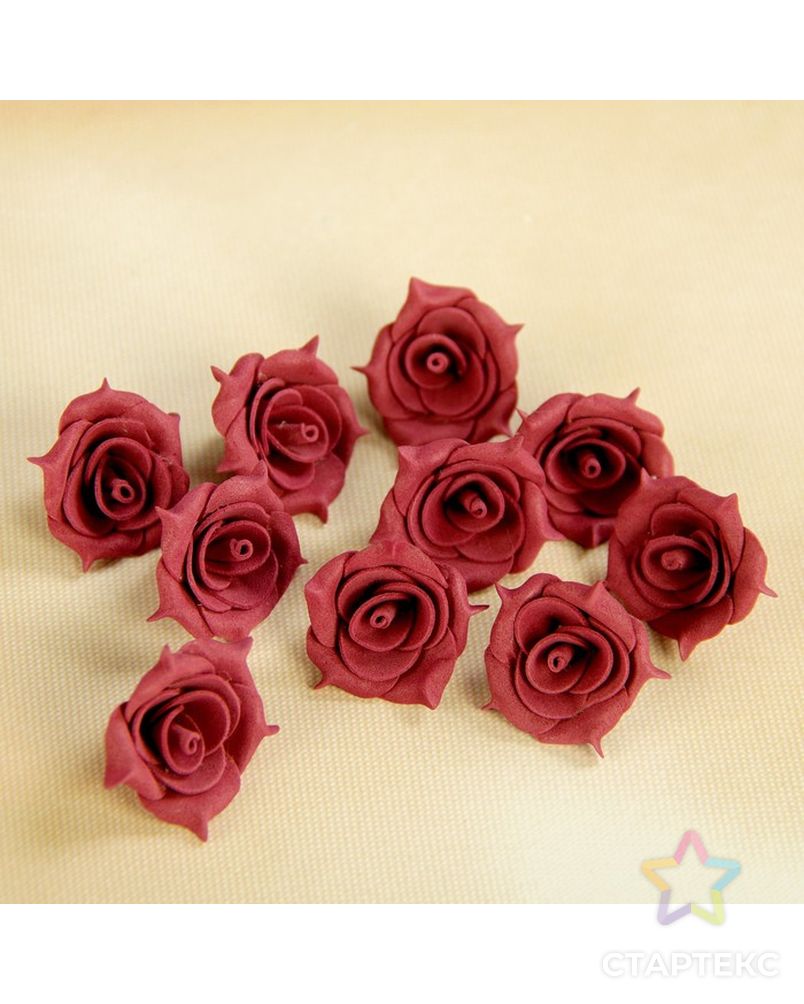 Набор цветов для  декора "Роза", из фоамирана, D= 3 см, 10 шт, бордо арт. СМЛ-4544-1-СМЛ2375142 1