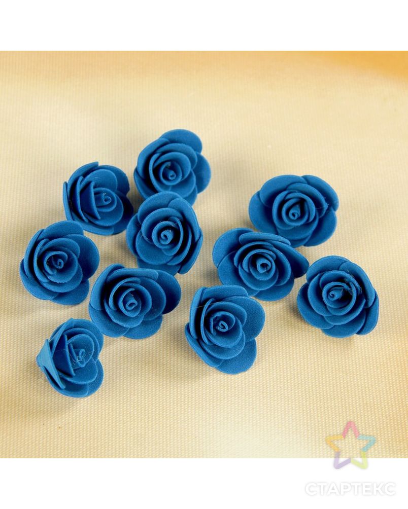 Набор цветов для  декора "Роза", из фоамирана, D= 3 см, 10 шт, синий арт. СМЛ-4545-1-СМЛ2375143 1