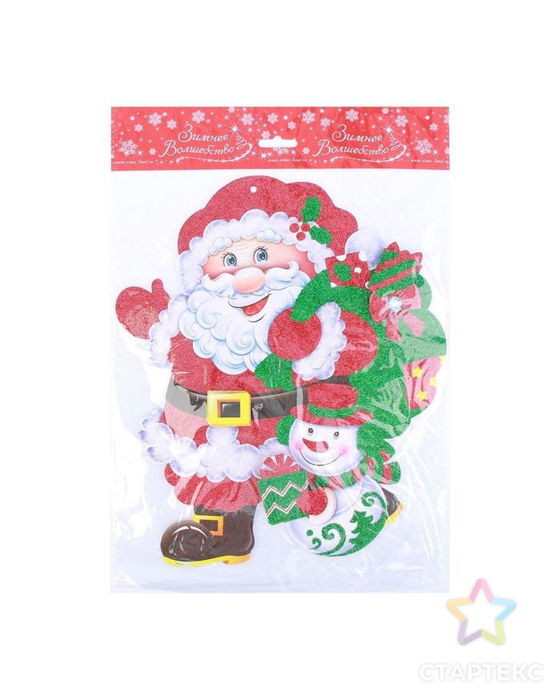Плакат "Дед Мороз со снеговиком" несут подарки, блеск 24х29 см арт. СМЛ-96157-1-СМЛ0002377954 2