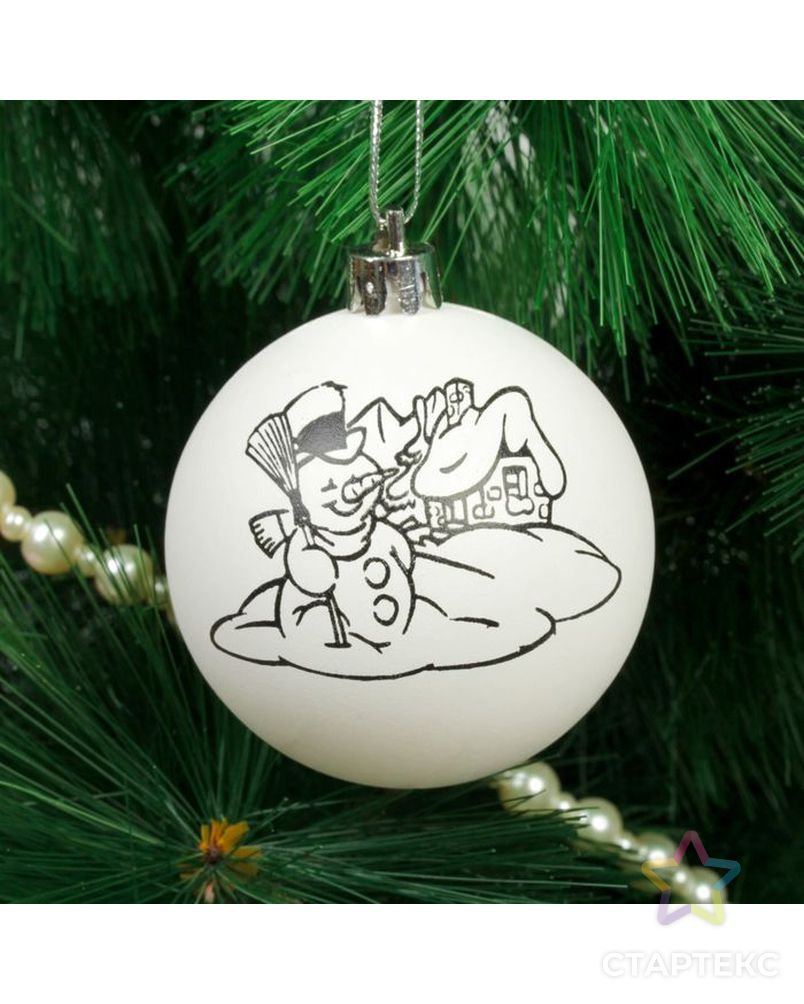 Новогоднее елочное украшение под роспись «Снеговик» размер шара 6 см арт. СМЛ-36671-1-СМЛ0002389261 1