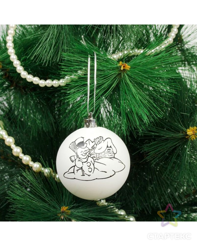 Новогоднее елочное украшение под роспись «Снеговик» размер шара 6 см арт. СМЛ-36671-1-СМЛ0002389261 2