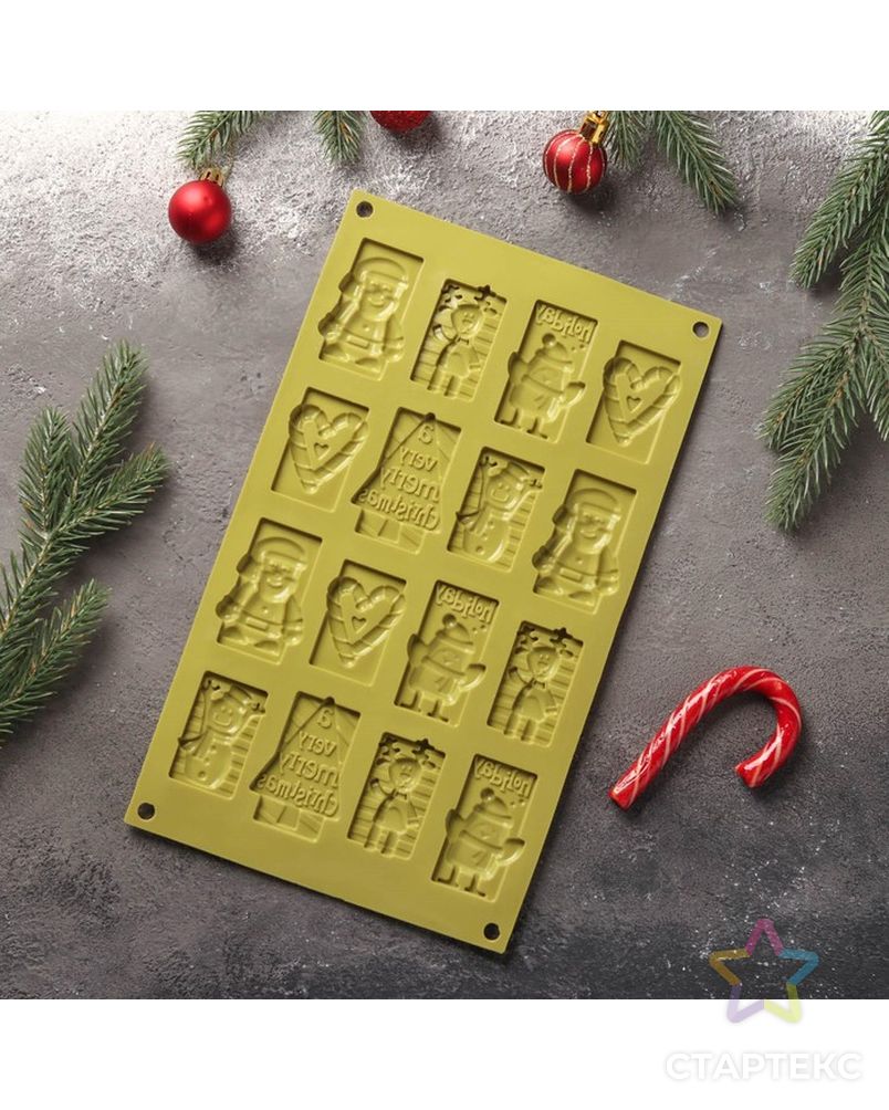 Форма для шоколада Доляна «Рождество», 30×17 см, 16 ячеек, цвет МИКС арт. СМЛ-203908-1-СМЛ0002389451 7