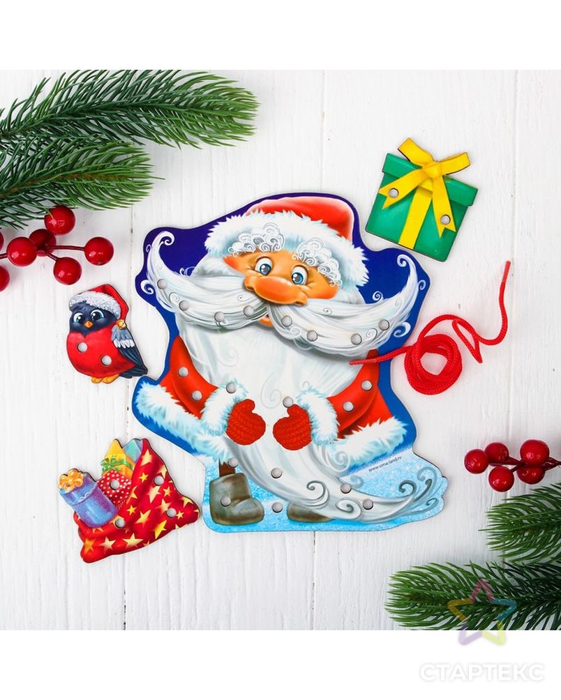 Шнуровка фигурная «Дедушка Мороз с подарками», 4 элемента арт. СМЛ-48661-1-СМЛ0002415347 2