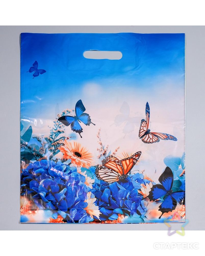 Пакет "Бархатные бабочки", полиэтиленовый с вырубной ручкой, 40 х 50 см, 45 мкм арт. СМЛ-46569-1-СМЛ0002422645 1