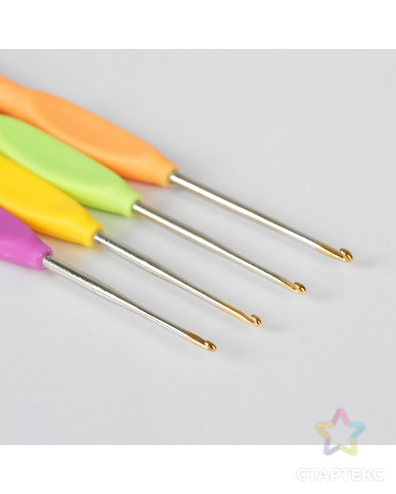 Крючок для вязания, с пластиковой ручкой, d = 0,8-2 мм, 8 шт, цвет МИКС арт. СМЛ-4782-1-СМЛ2436081 2