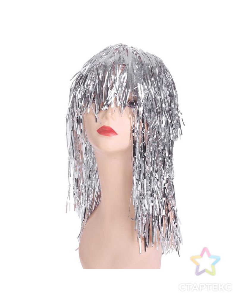 Карнавальный парик "Дождь" 45 см, цвет серебро арт. СМЛ-106387-1-СМЛ0002447919 1