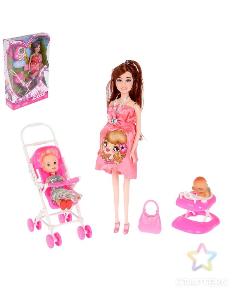 Кукла модель беременная "Лиза" с малышкой, коляской и аксессуарами, МИКС арт. СМЛ-133023-1-СМЛ0002452994 1