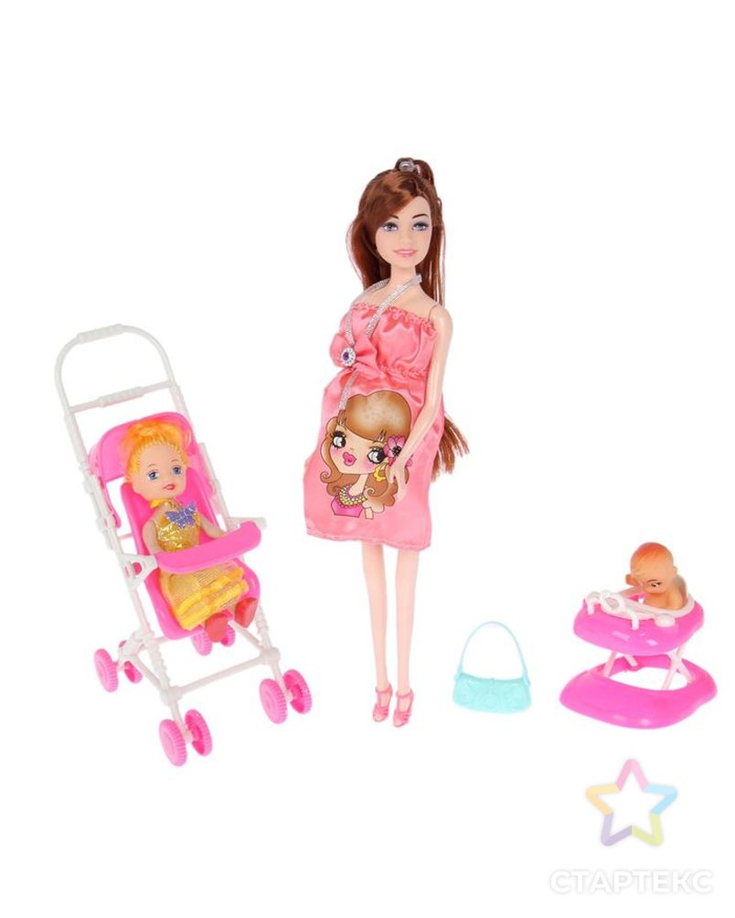 Кукла модель беременная "Лиза" с малышкой, коляской и аксессуарами, МИКС арт. СМЛ-133023-1-СМЛ0002452994 2