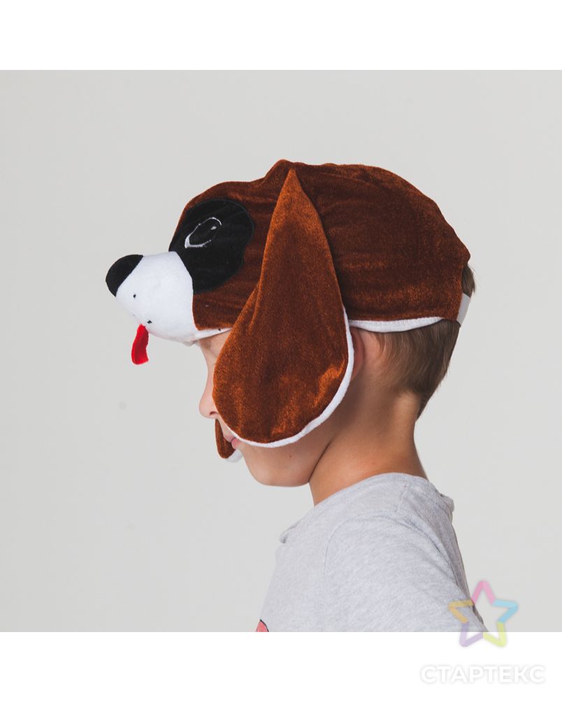 Карнавальная шапка "Собака с черным пятном"обхват головы 52-57см арт. СМЛ-113879-1-СМЛ0002454188 3