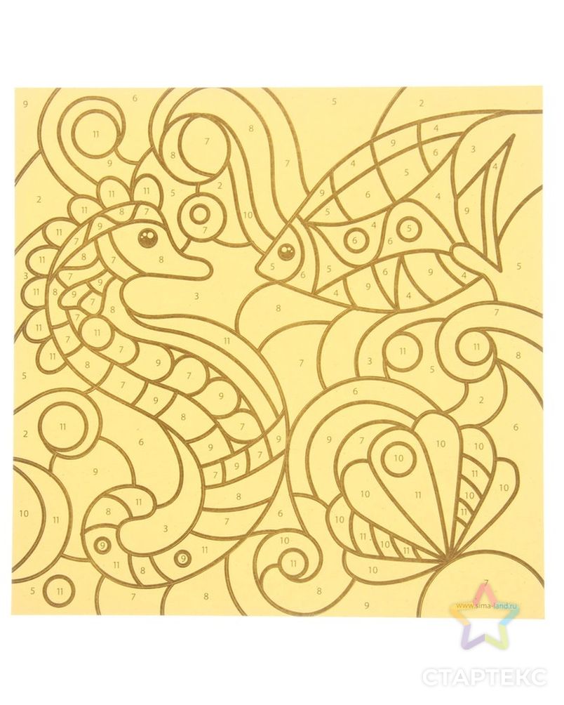 Фреска песком "Морской дуэт" + 9 цветов песка по 4 гр, блёстки, стека арт. СМЛ-4856-1-СМЛ2455002
