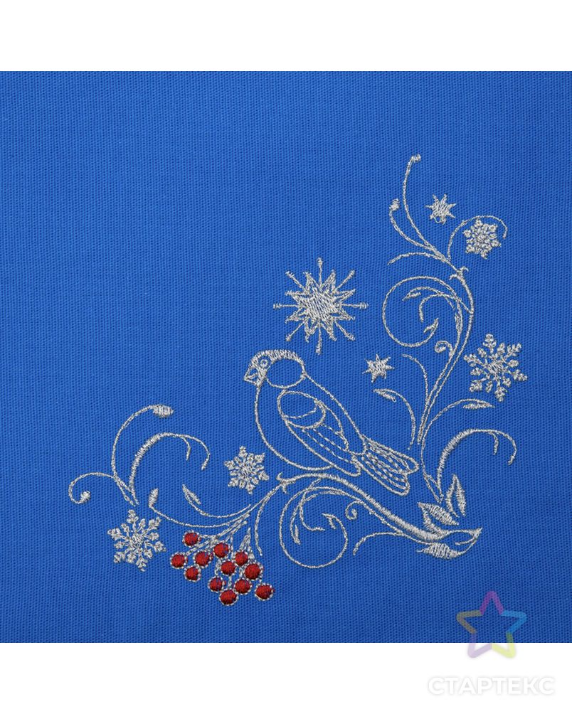 Дорожка на стол "Этель" Снегири, 140х40 цвет синий, с ВМГО хл, 200 гр/м² арт. СМЛ-20445-1-СМЛ2457540 1