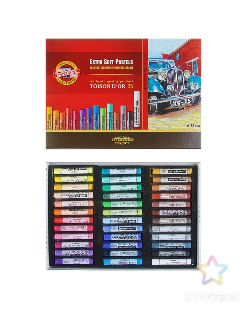 Пастель сухая 36 цветов 12 мм, Extra Soft Koh-I-Noor 8552 TOISON D`OR, картонная упаковка, L=75 мм арт. СМЛ-204190-1-СМЛ0002474786 1