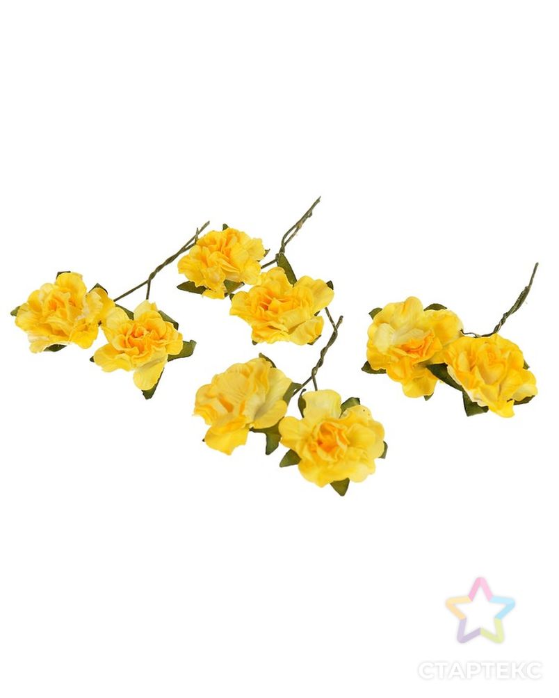 Цветы гвоздики из бумаги (набор 8 шт) нежно-желтые арт. СМЛ-4980-1-СМЛ2487909 2