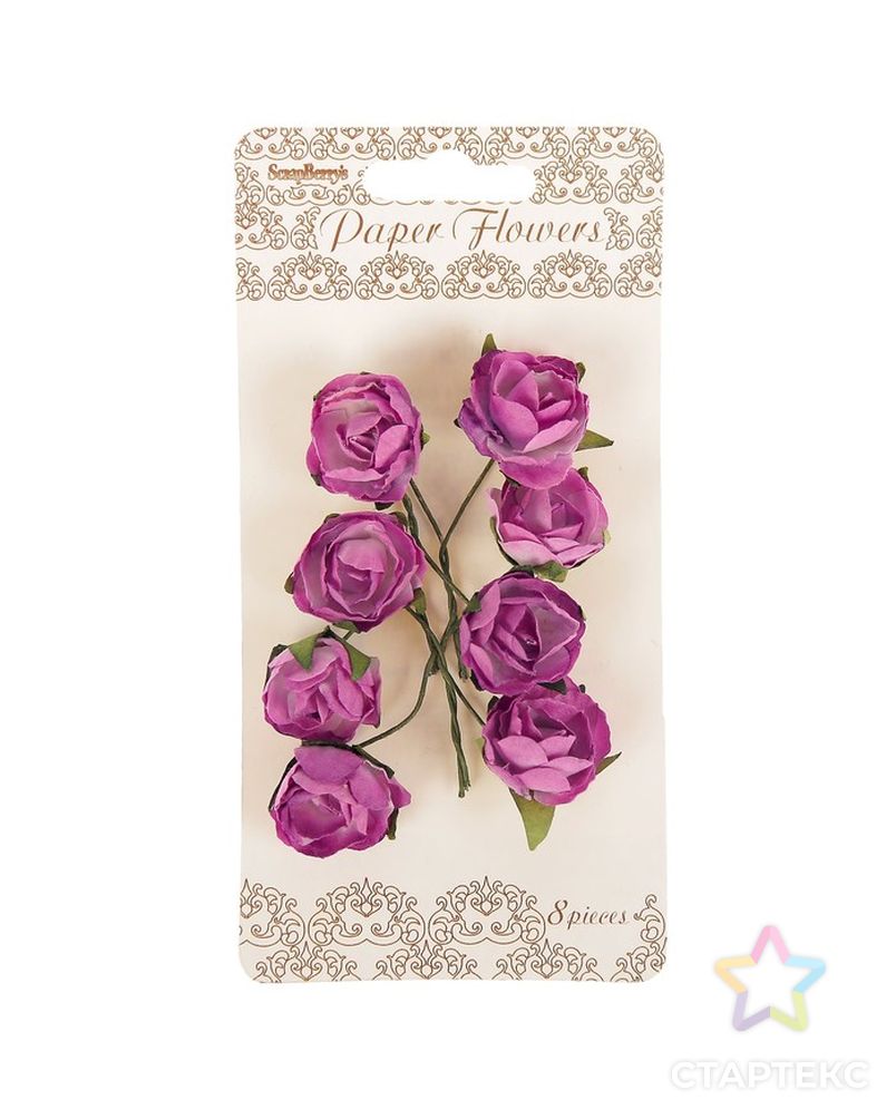 Цветы розы из бумаги (набор 8 шт) сиреневые арт. СМЛ-4989-1-СМЛ2487983 1