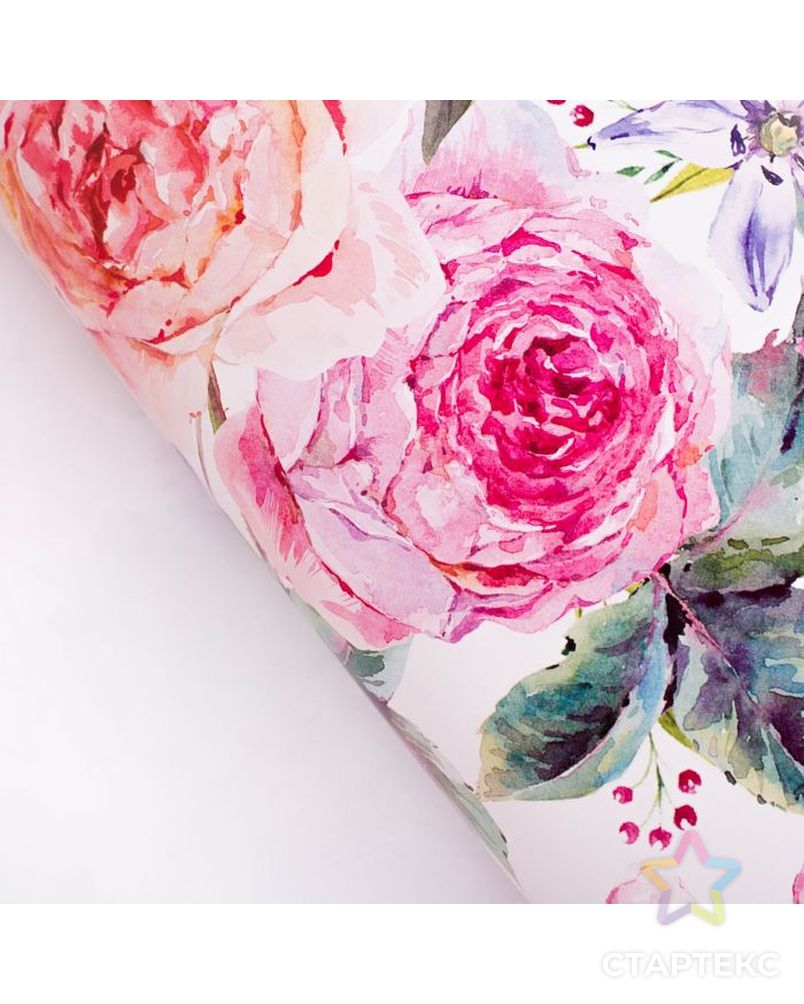 Бумага упаковочная глянцевая «Летние цветы», 70 × 100 см арт. СМЛ-47461-1-СМЛ0002505168 1