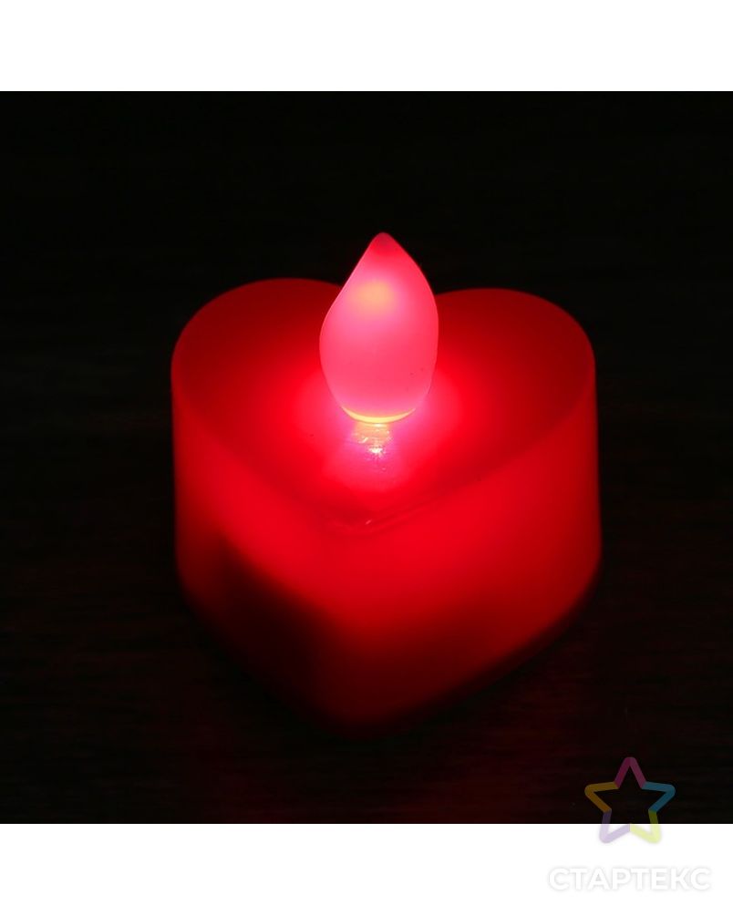 Свеча светодиодная «Сердечко», горит красным арт. СМЛ-49527-1-СМЛ0002537426