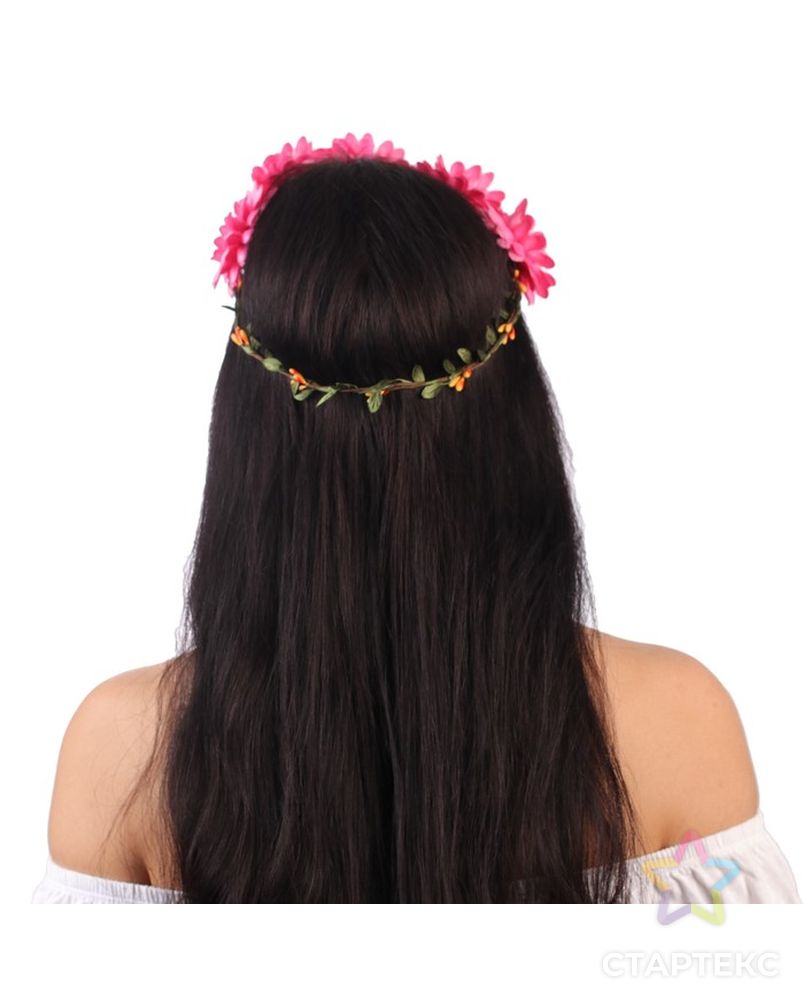 Гавайский ободок "Цветы", цвет коралловый арт. СМЛ-5184-1-СМЛ2541070 2