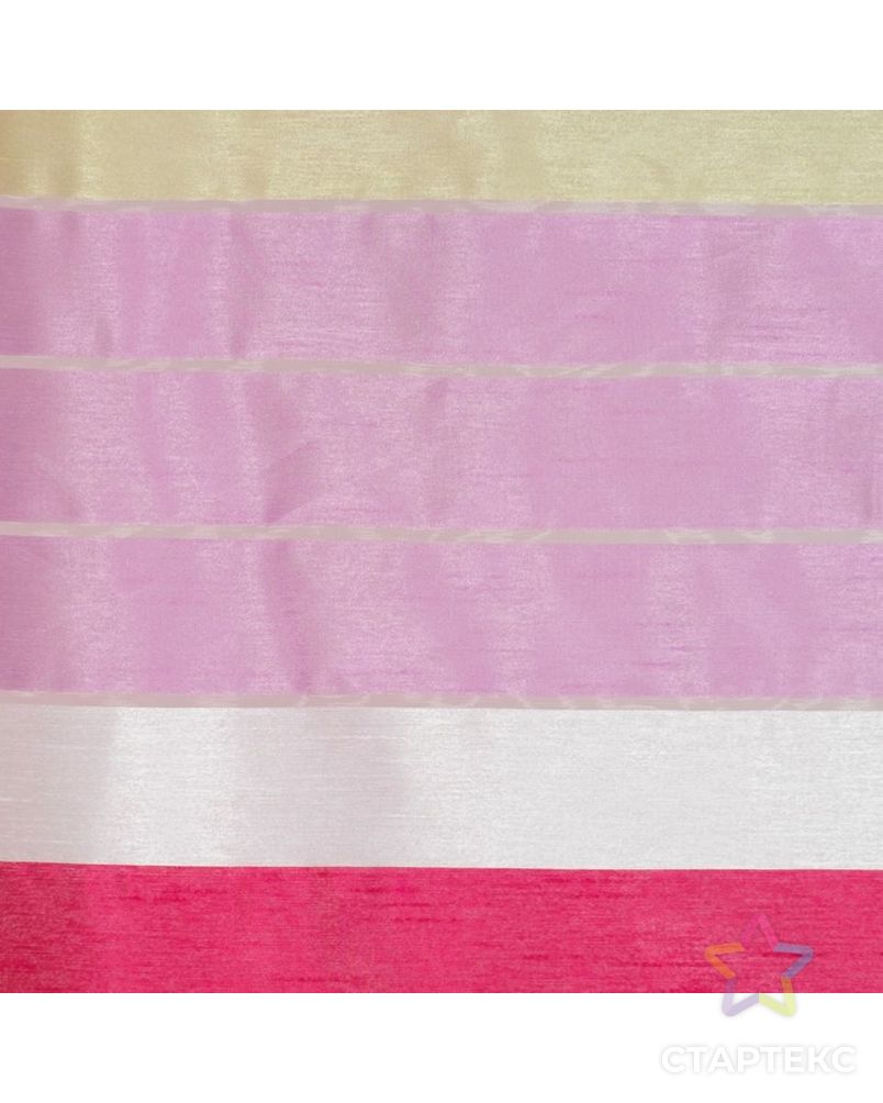 Тюль "Этель" 290х280 Гамма розовый (горизонтальная полоса) б/утяжелителя, 100% п/э арт. СМЛ-19965-1-СМЛ2545293 1