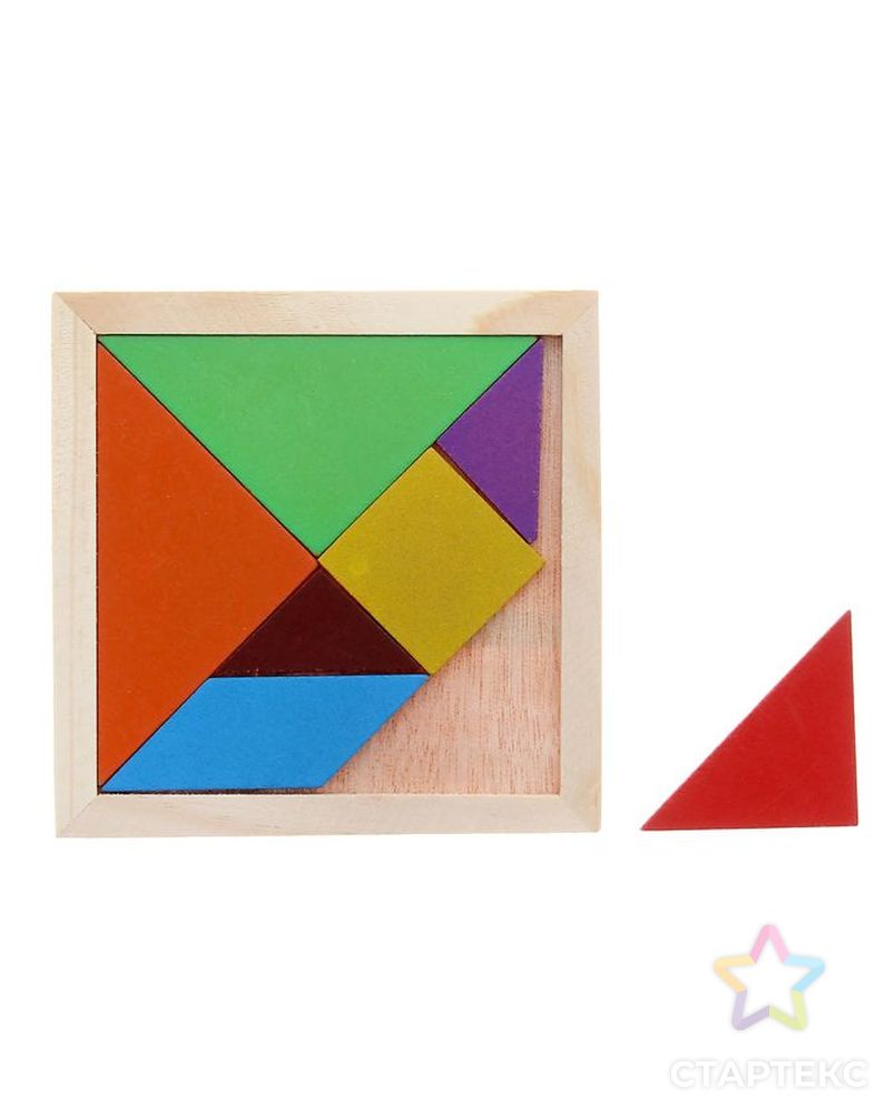 Головоломка «Танграм» квадратная, фигуры 7 деталей, 7 цветов арт. СМЛ-44436-1-СМЛ0000255783 1