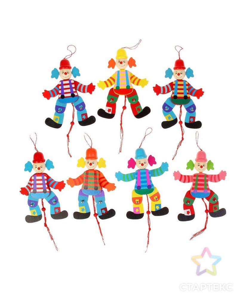 Сувенир - дергунчик "Клоун в цветной рубашке", цвета МИКС арт. СМЛ-44471-1-СМЛ0000255926 3