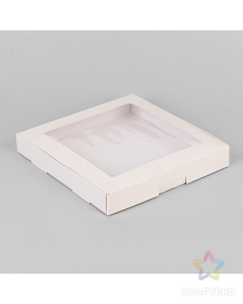 Коробка картонная, с окном, сиреневая, 21 х 21 х 3 см арт. СМЛ-99087-9-СМЛ0002565415 1