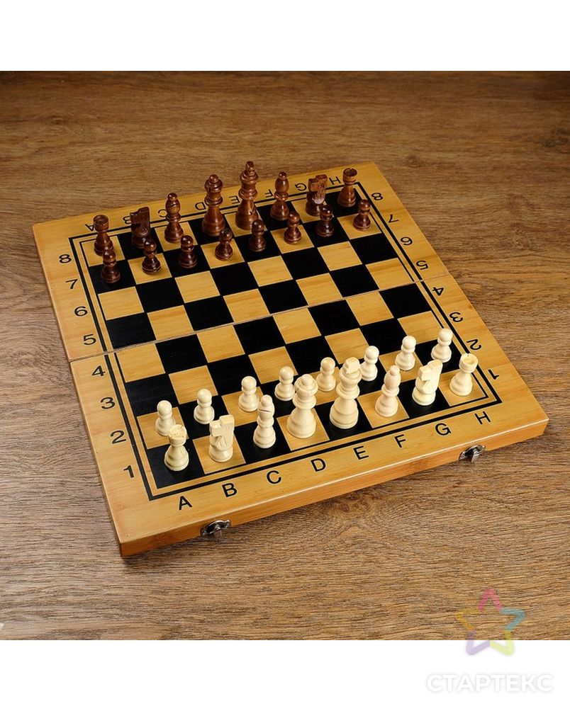 Настольная игра 3 в 1 "Король": нарды, шахматы, шашки, доска и фигуры дерево 39х39 см арт. СМЛ-47220-1-СМЛ0002566621 2