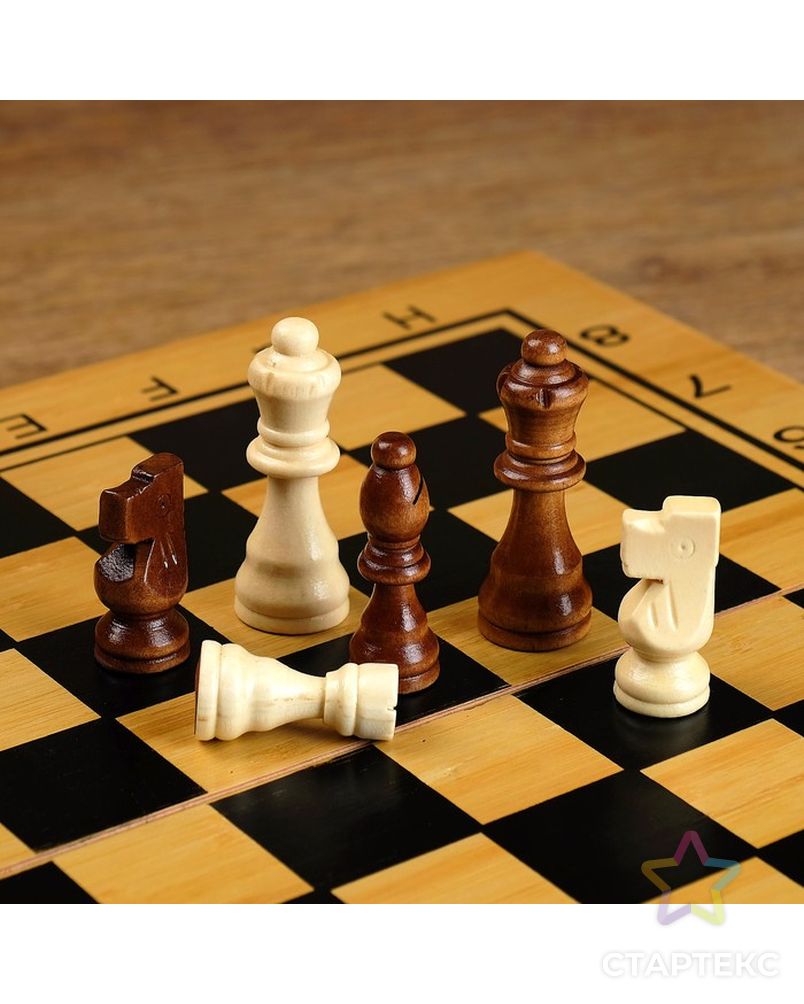 Настольная игра 3 в 1 "Король": нарды, шахматы, шашки, доска и фигуры дерево 39х39 см арт. СМЛ-47220-1-СМЛ0002566621 3