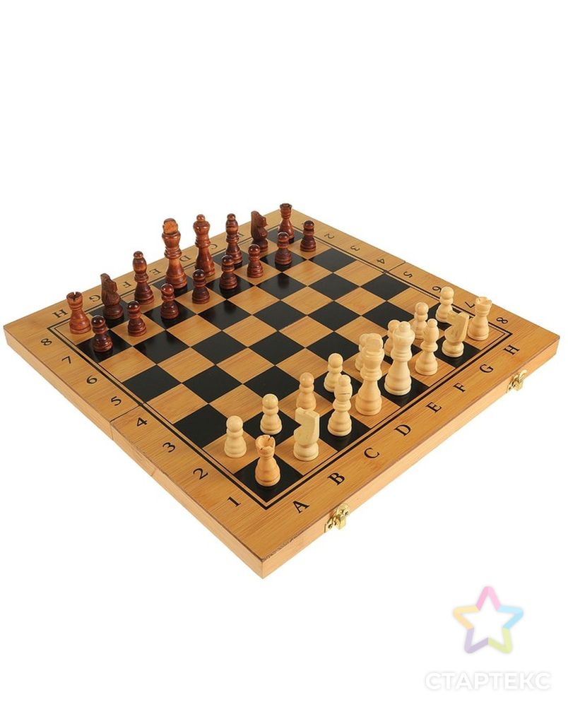 Настольная игра 3 в 1 "Король": нарды, шахматы, шашки, доска и фигуры дерево 39х39 см арт. СМЛ-47220-1-СМЛ0002566621 6