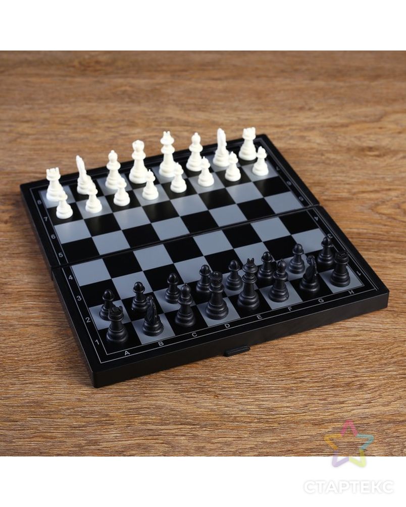 Игра настольная магнитная "Шахматы", чёрно-белые, в коробке, 24.5х24.5 см арт. СМЛ-50337-1-СМЛ0002590516 1