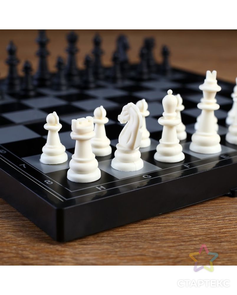 Игра настольная магнитная "Шахматы", чёрно-белые, в коробке, 24.5х24.5 см арт. СМЛ-50337-1-СМЛ0002590516 3