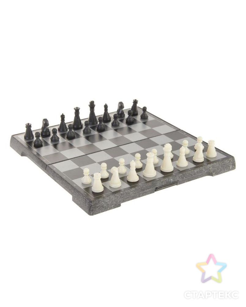 Игра настольная магнитная "Шахматы", фигуры чёрно-белые, 19.5х19.5 см арт. СМЛ-50338-1-СМЛ0002590518 1