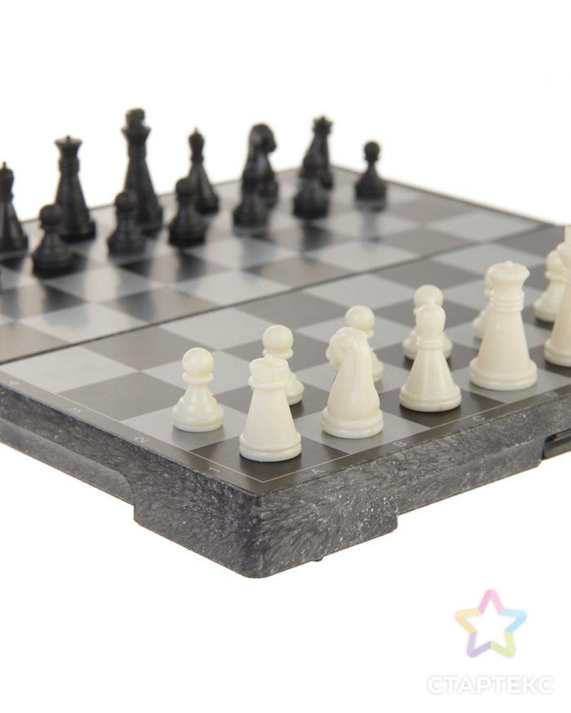 Игра настольная магнитная "Шахматы", фигуры чёрно-белые, 19.5х19.5 см арт. СМЛ-50338-1-СМЛ0002590518 2