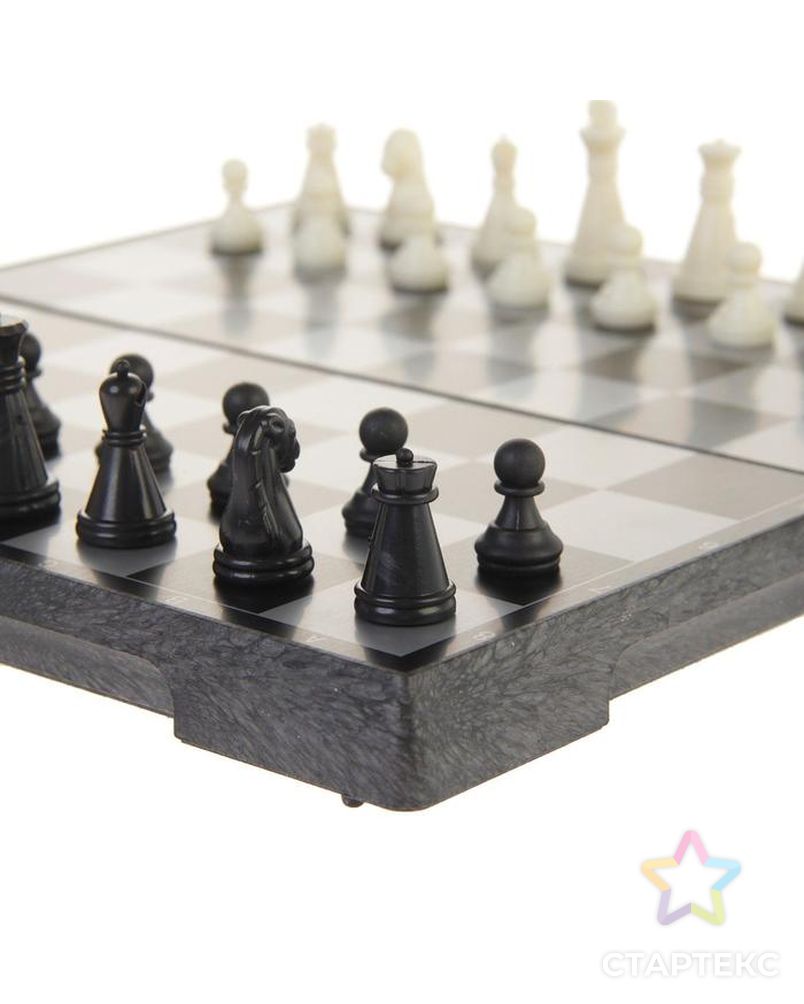 Игра настольная магнитная "Шахматы", фигуры чёрно-белые, 19.5х19.5 см арт. СМЛ-50338-1-СМЛ0002590518 3