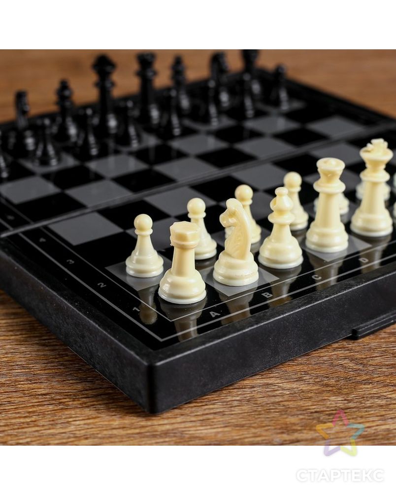 Настольная игра 3 в 1 "Зук": нарды, шахматы, шашки, магнитная доска 19х19 см арт. СМЛ-50345-1-СМЛ0002590527 2