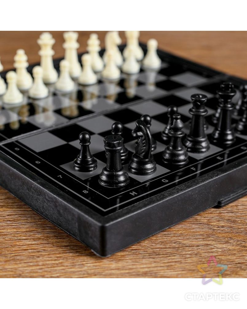Настольная игра 3 в 1 "Зук": нарды, шахматы, шашки, магнитная доска 19х19 см арт. СМЛ-50345-1-СМЛ0002590527 3