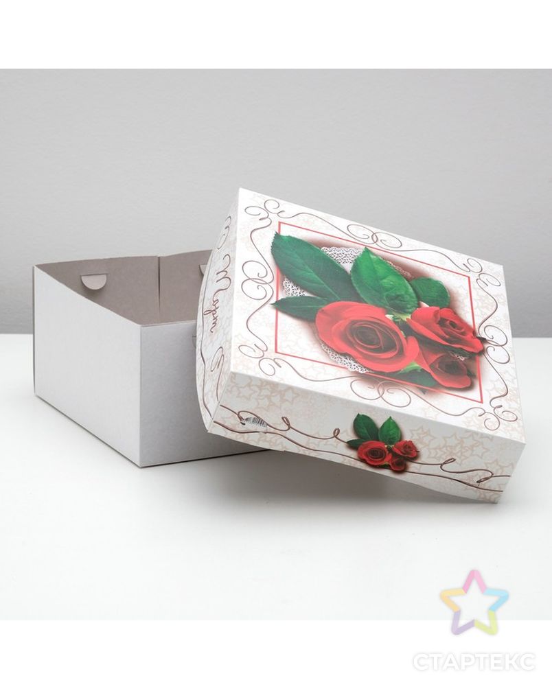 Кондитерская упаковка для торта, "Розовые розы", 29,5 х 29,5 х 15 см арт. СМЛ-99595-3-СМЛ0002604192 2