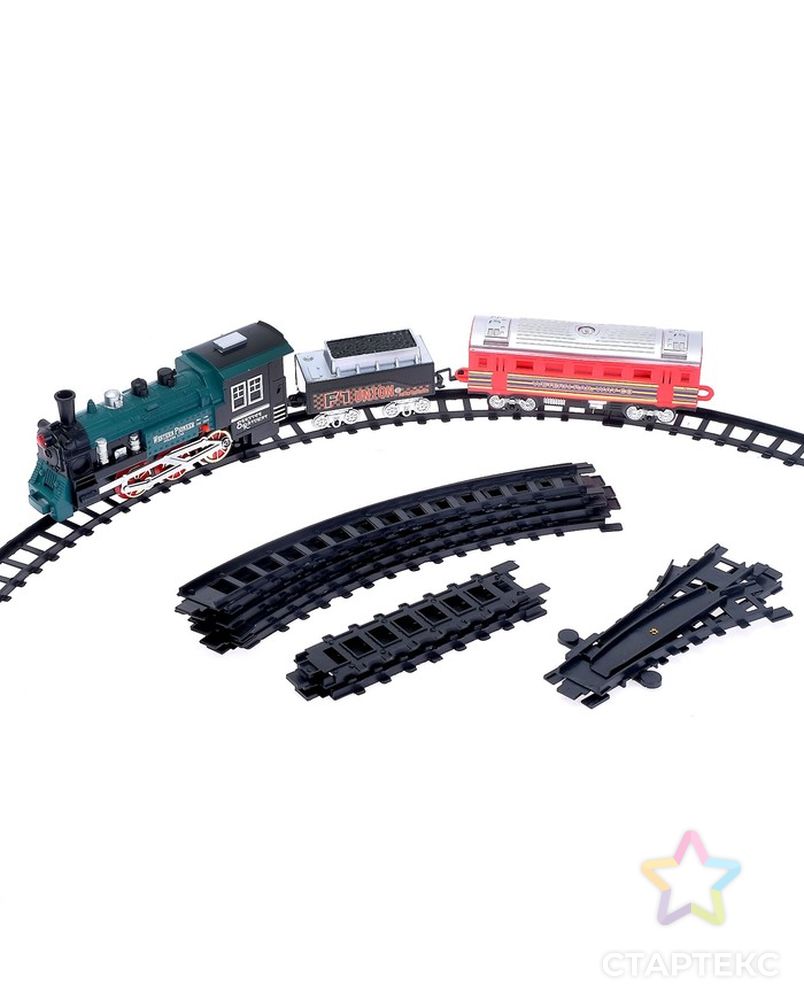 Железная дорога «Классический поезд», свет и звук, с дымом, работает от батареек арт. СМЛ-50535-1-СМЛ0002612227 4