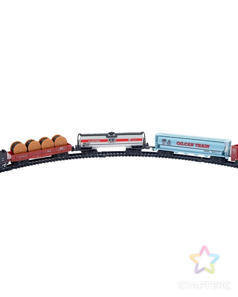Железная дорога «Товарный поезд», с 9 вагонами, работает от батареек, свет арт. СМЛ-50421-1-СМЛ0002612235 3